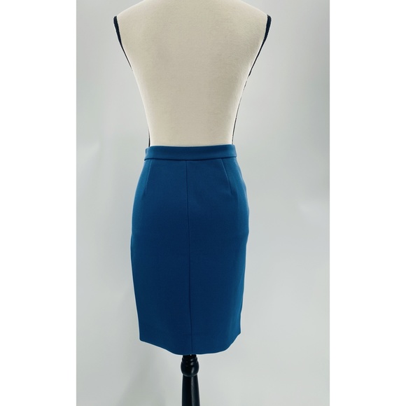 J. Crew Aqua Blue  Asymmetrical Front Zipper Lined Pencil Skirt - Picture 3 of 11
